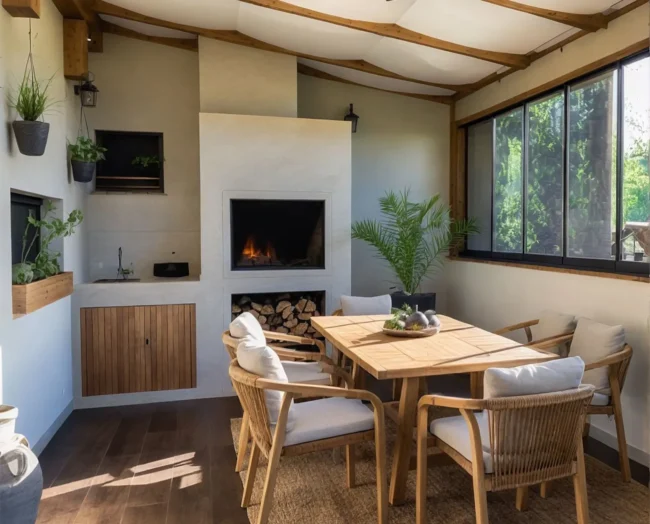 Moderner Garten-Grill auf der Terrasse – Feuerraum 100×65 cm