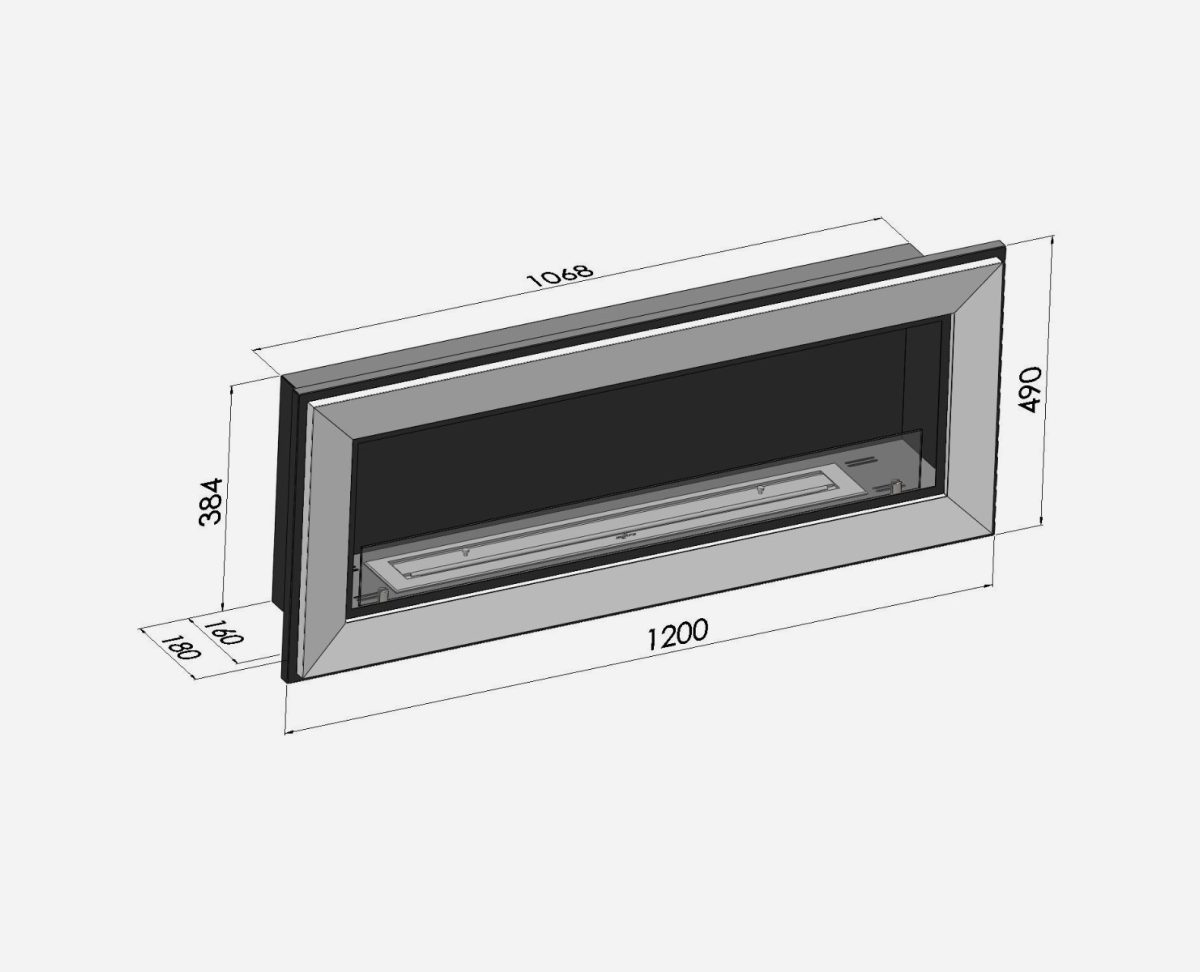 Biokamin FRAME 1200 crni sa staklom - Slika 2