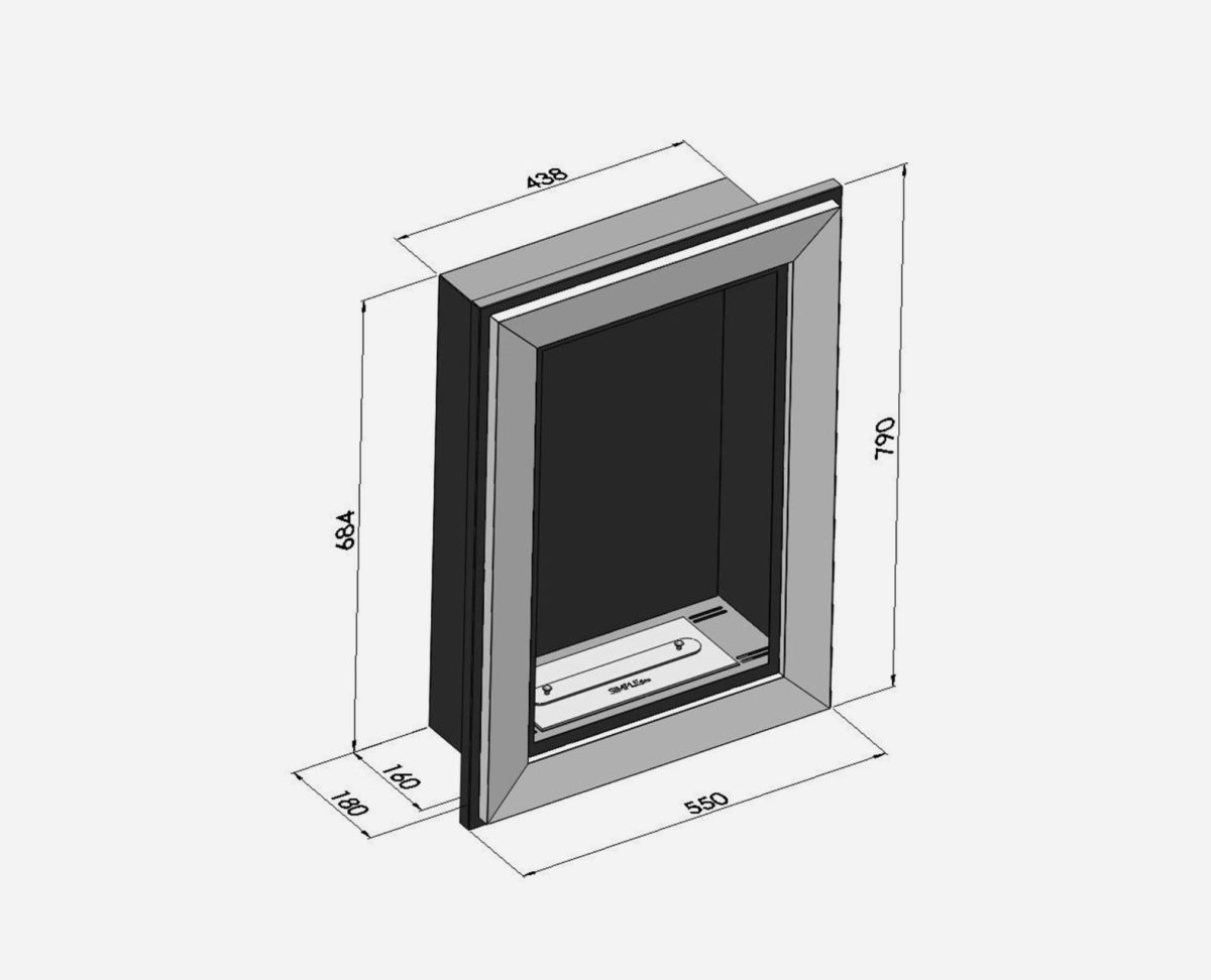 Biokamin FRAME 550 crni sa staklom - Slika 2