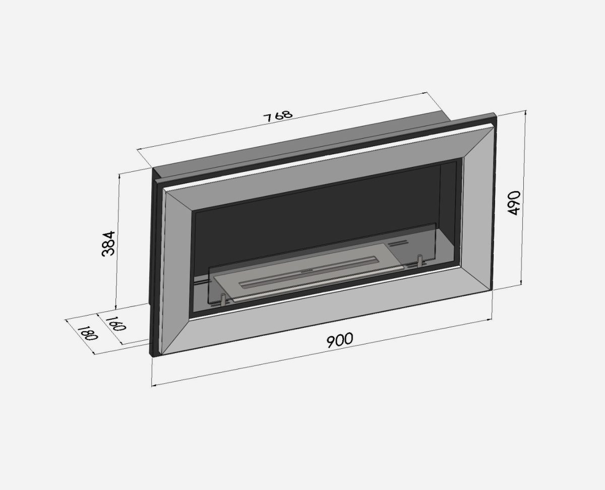 Biokamin FRAME 900 crni sa staklom - Slika 3