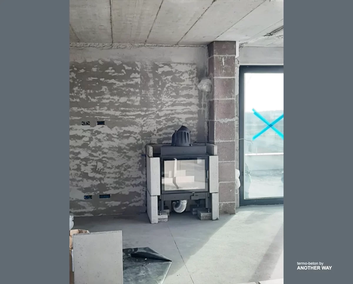 Moderni kamin + ložište na drva 75x57 + termo-beton obloga - Slika 4