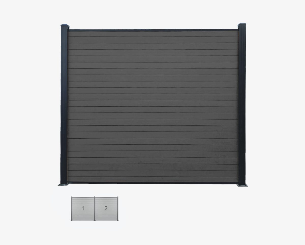WPC ograda, SET 2 polja -STONE GREY Fully closed