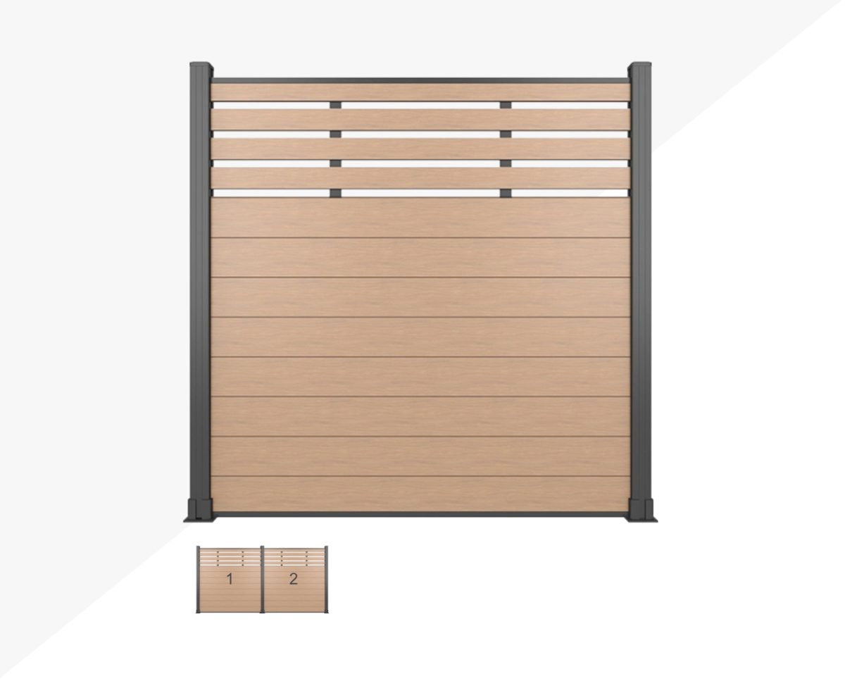 WPC ograda, SET 2 polja -TEAK Semi closed