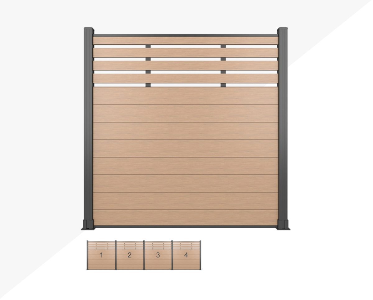 WPC ograda, SET 4 polja -TEAK Semi closed