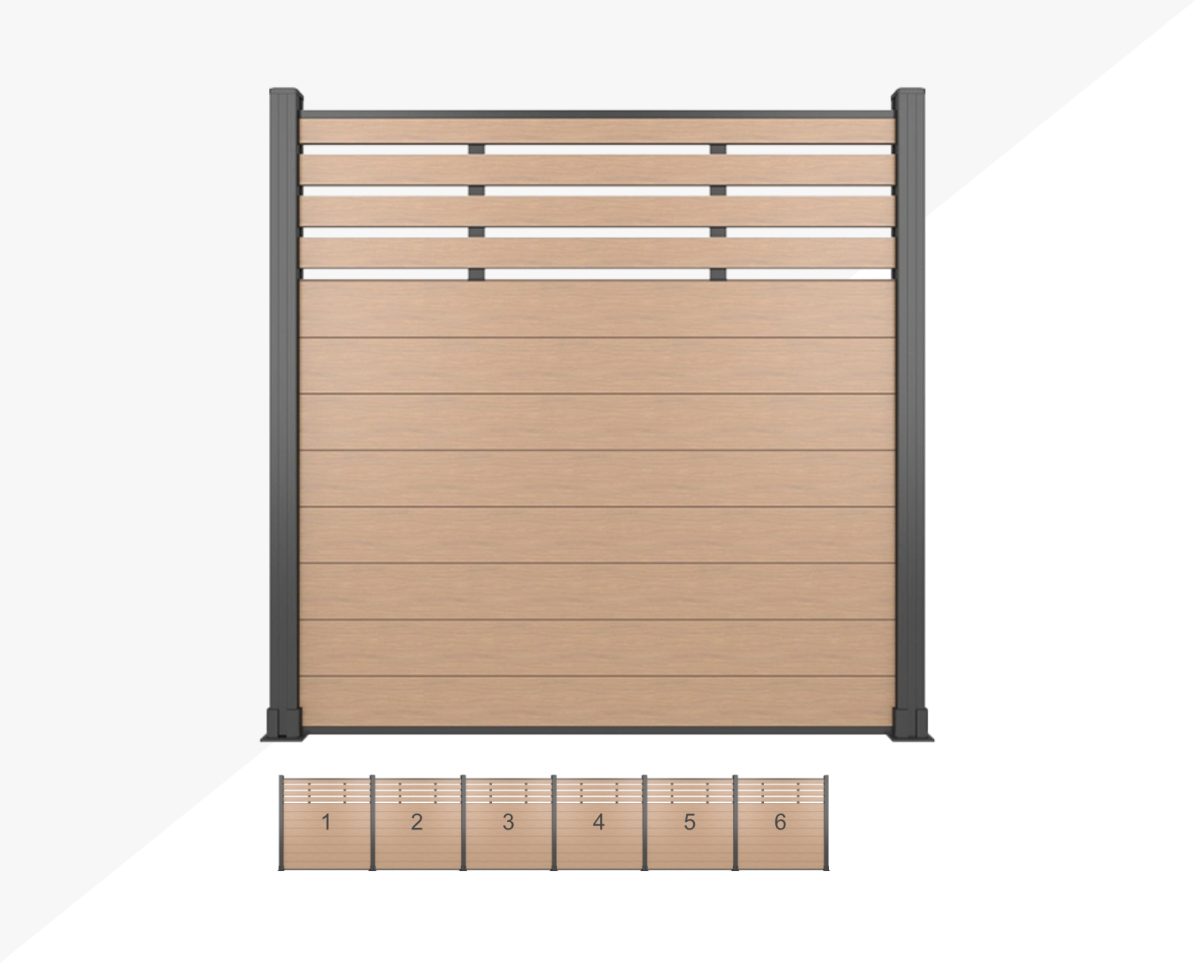 WPC ograda, SET 6 polja -TEAK Semi closed