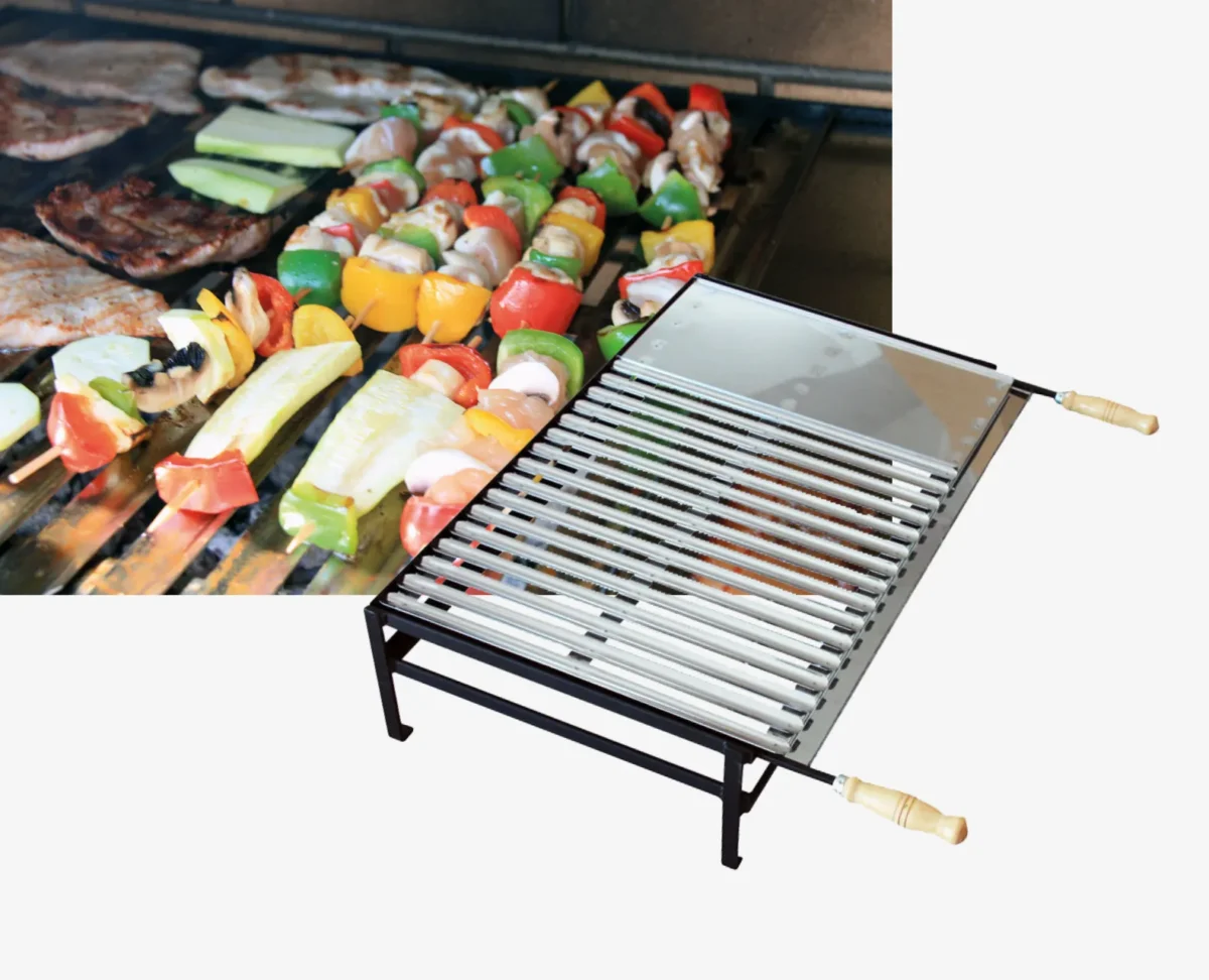 Rešetka za roštilj sa tacnom - metalni nosač + Inox rešetka 76 x 50,5 cm
